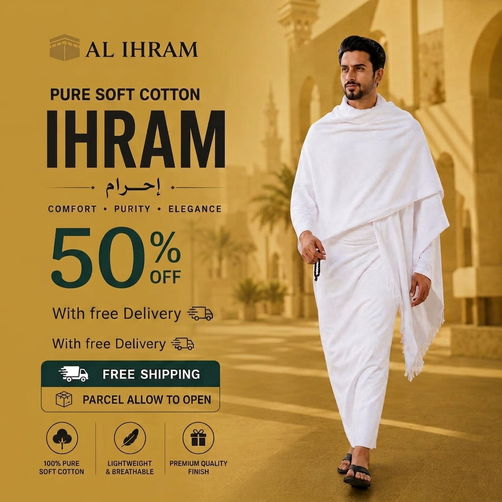 Premium Simple Terry Cotton Ihram 100% Soft Cotton Ahram